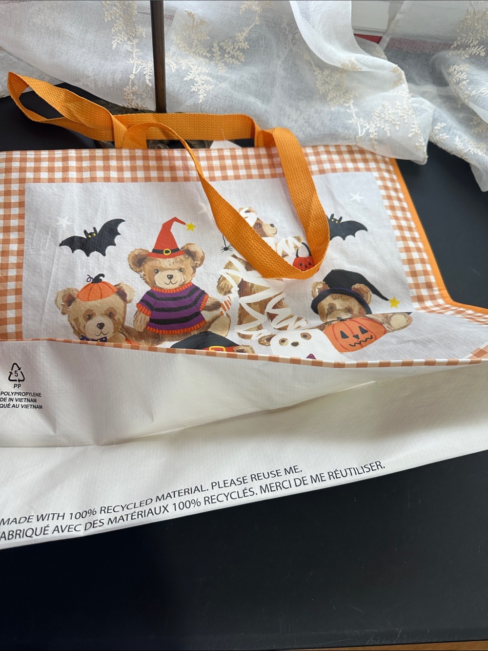 TJ Maxx Halloween teddy bear tote bag - Picture 2 of 3